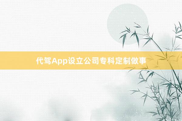 代驾App设立公司专科定制做事