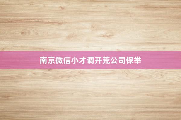 南京微信小才调开荒公司保举